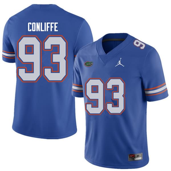 Men's NCAA Florida Gators Elijah Conliffe #93 Stitched Authentic Jordan Brand Royal College Football Jersey BUC6765RE